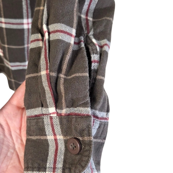 Wrangler Men's Dark Brown Plaid Button Down Flannel Shirt Size L - Picture 3 of 8